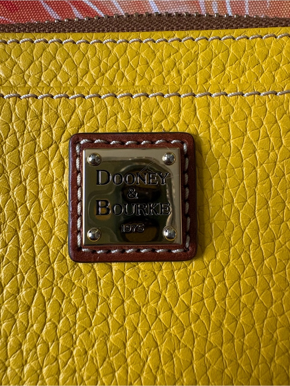 Dooney & Bourke Yellow Pebbled Leather Zip-Around Wallet with Logo Plaque - Picture 3 of 13